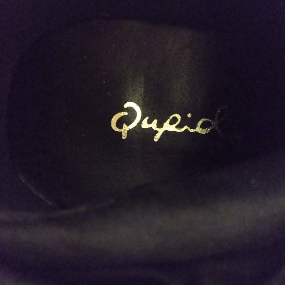 Qupid Black Red Floral Faux Suede Over Knee 4 1/4" Chunky Heel Boots sz 7 - Picture 9 of 10